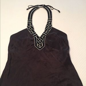 Ann Taylor Beaded Neckline Silk Top. size 4